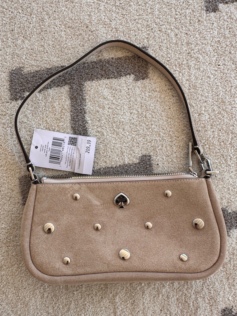 Suede Studded Crossbody Bag in Taupe Kate spade